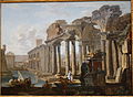 Hubert Robert, Capriccio de ruines classiques avec pyramide (vers 1760)