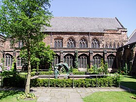 The Cloister Garth and Refectory Chester Cathedral, Cloisters Garth.JPG