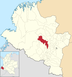 Location of the municipality and town of Samaniego, Nariño, in the Nariño Department of Colombia.