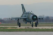 MiG-21 fighter taxiing