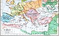 Visigothic Kingdom (418-721 AD), Francia (481-843 AD), Kingdom of the Lombards (568-774 AD), Avar Khaganate (567-822 AD), Byzantine Empire (286/395–1453 AD) and Rashidun Caliphate (632-661 AD) in 650 AD.