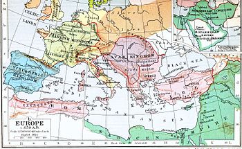 Francia and neighbouring Slavic peoples c. 650 Europe around 650.jpg