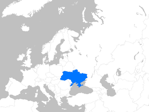 English: Location map of Ukraine within Europe