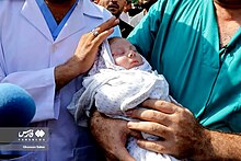 Injured newborn, 17 October 2023 Fars Photo of Casualties in Gaza Strip during 2023 War 19.jpg