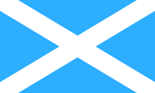 Saltire with sky blue field Flag of Scotland (traditional).svg