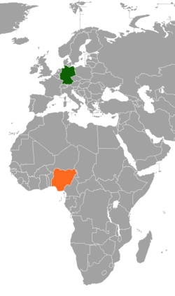 Map indicating locations of Germany and Nigeria
