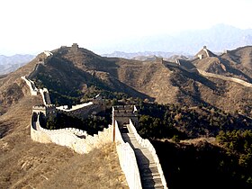 Borders delineate states &amp;#8212; a prominent example is the Great Wall of China, which stretches over 6,400 km, and was first erected in the 3rd century BCE to protect the north from nomadic invaders. It has since been rebuilt and augmented several times.