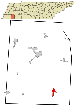 Location in Hardeman County and the state of Tennessee.