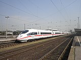 An ICE on a service to Amsterdam at Oberhausen Hbf