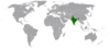 Location map for India and Nauru.