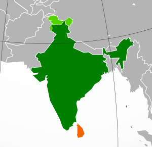 Mapa indicando localização da Índia e do Sri Lanka.