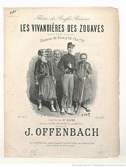 Les Vivandières des zouaves, titulní list k Chanson du Beau p'tit Cha