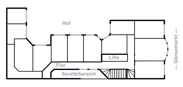 Grundrissskizze des Lessinghauses (Obergeschoss)
