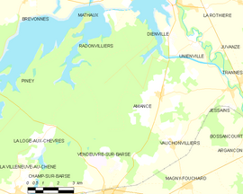 Mapa obce Amance