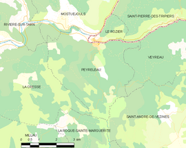 Mapa obce Peyreleau