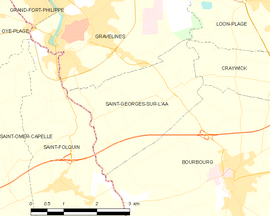 Mapa obce Saint-Georges-sur-l’Aa