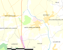 Mapa obce Sainte-Jamme-sur-Sarthe