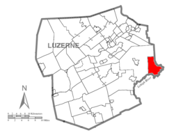 Map of Luzerne County highlighting Buck Township