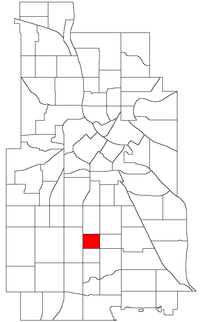 Location of Bryant within the U.S. city of Minneapolis