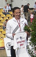 Monika Pyrek, 2001 WM-Dritte, belegte den geteilten vierten Rang