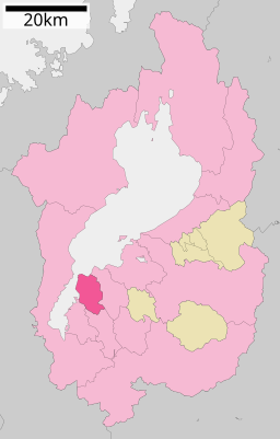 Moriyamas läge i Shiga prefektur      Städer      Landskommuner
