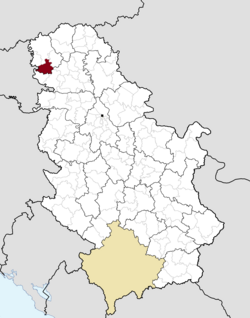 奧扎齊在塞爾維亞的位置