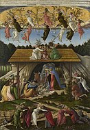 山德罗·波提且利的《降生的奥秘（英语：The Mystical Nativity）》，108.6 × 75cm，约作于1500年，自1878年起收藏[35]