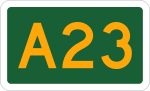 Diagram depicting A23 route marker used in the Australian Capital Territory