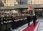 The guard being inspected by President Ilham Aliyev during his visit to the Independence Palace, Minsk.