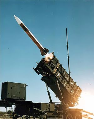 A U.S. Patriot Missile launches from a truck m...