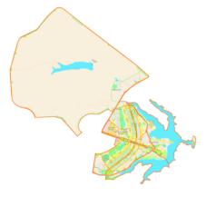 Mapa konturowa Brasíli, na dole nieco na prawo znajduje się punkt z opisem „Katedra Matki Bożej z Aparecidy”