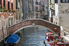 Ponte Minich. Le chirurgien Angelo Minich (1817-1893) légua à Venise trente mille lire pour les horloges vénitiennes : de face blanche avec des chiffres romains, elles sont faites en fonte et existent toujours. Le pont relie la Calle Bressana à la Calle Cicogna