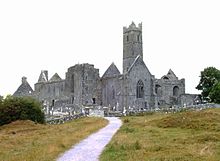 Quin Abbey, a Franciscan Friary built in the 15th century and suppressed in 1541 Quin abbey drab.jpg