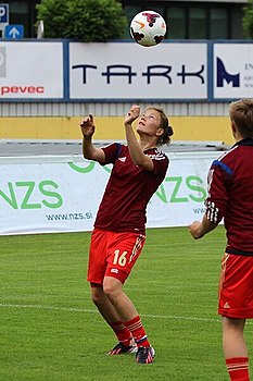 Анастасия во время тренировки женской сборной России