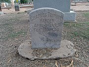 The grave site of Charles Trumbull Hayden (1825–1900). Hayden was the founder of the city of Tempe and the Arizona State University. He is the father of U.S. Senator Carl T. Hayden. Hayden is buried in sec. B–49.