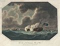ציור של ריצ'רד קולברוד ובו נראית הספינה HMS Romney טובעת ליד האי טסל ב-1804. הנס הכחול ההפוך בראש התורן מסמל מצוקה