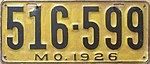Номерной знак штата Миссури 1926 года.jpg