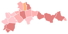 Results of the primary by county. Red indicates a county won by Massie. 2012 Kentucky's 4th congressional district Republican primary election results map by county.svg