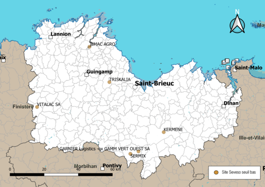 Carte des sites Seveso seuil bas