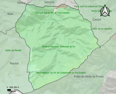 Carte des ZNIEFF de type 1 sur la commune.