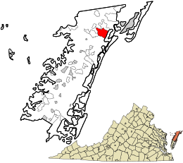 Location in Accomack County and the state of ویرجینیا ایالتی.