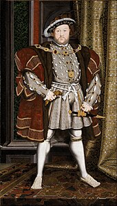 Henry VIII broke England's ties with the Catholic Church, becoming the sole head of the English Church. After Hans Holbein the Younger - Portrait of Henry VIII - Google Art Project.jpg