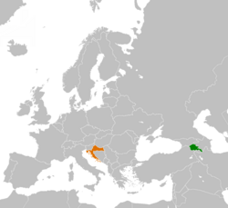 Карта с указанием местоположения Армении и Хорватии