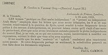 Соглашения о Малой Азии - Поль Камбон, посол Франции, Лондон, сэру Эдварду Грею, 25 августа 1916.jpg