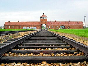 Auschwitz II - Birkenau - Entrance gate and ma...