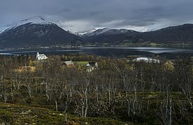 Balsfjord Church and nearby environment in October 2015