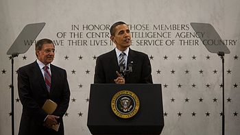 President Barack Obama speaks to CIA employees...