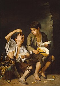 ムリーリョ『ブドウとメロンを食べる子供たち』(1645-1650年ごろ)