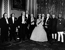 The Prime Minister of Pakistan, Mohammad Ali Bogra (second from left), with Queen Elizabeth II and other Commonwealth leaders, 1955 Bogra and the Commonwealth.jpg