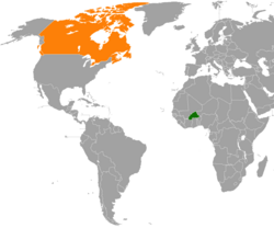 Peta mancaliakan tampekBurkina Faso and Canada